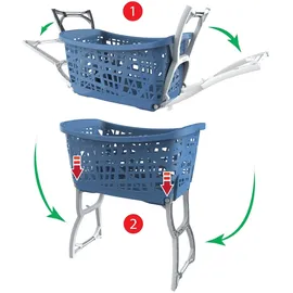 Bischof Wäschekorb, mit Standteilen, Tragegriffen, ergonomische Form blau
