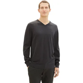 Tom Tailor 1038427 Basic Knit Pullover Mit V-ausschnitt Black Grey Melange XL