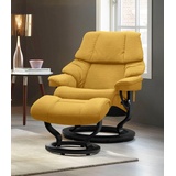 Stressless Relaxsessel STRESSLESS Reno Sessel Gr. ROHLEDER Stoff Q2 FARON, Classic Base Schwarz, Relaxfunktion-Drehfunktion-PlusTMSystem-Gleitsystem, B/H/T: 79 cm x 98 cm x 75 cm, gelb (yellow q2 faron) Lesesessel und Relaxsessel