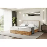 altdecor Boxspringbett mit Matratze, Boxbett, Topper, Polsterbett mit Bettkasten LOLLI1 - 160x200 Beige Casablanca