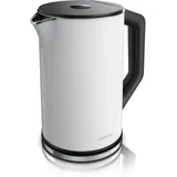 Arendo Wasserkocher 1,5 l 2200 W, Edelstahl, Doppelwand, Temperaturwahl 40 - 100°C mit Anzeige, weiß matt
