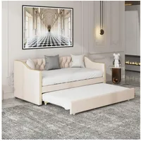 LuxusKollektion Schlafsofa Schlafsofa Doppelbett Ausziehbar 2 Sitzer Beige-c 90 180x200cm beige