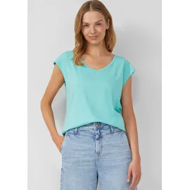 s.Oliver T-Shirt mit weitem Ausschnitt, Cut-out und Schleife - türkis - 44