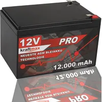 kraftmax Industrial Pro Bleiakku [ 12V / 12Ah ] AGM Hochleistungs- Blei Akku der Neusten Generation