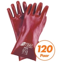Nitras Nitril-Handschuhe NITRAS PVC-Handschuhe 160235 Chemikalienhandschuhe 35cm 120Paar (Spar-Set) rot