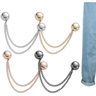 4 Stück Multifunktionale Magnetische Kleider-Clips, Kopftuch-Dornschließe, Magnetischer Schnappverschluss, Hijab-Magnete Mit Kette, Ausschnitt Verkleinern Clip, Bekleidungs Zubehör Für Hemden Kleidung