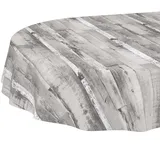 ANRO Tischdecke oval abwaschbar ohne Einfassung 220 x 140 cm Grau/Weiß