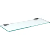 bijon Glasregal Glasablage Wandregal Glas Bad-Regal Glas Badezimmer Regal Badablage Ablageregal - 8mm Hartglas, 60 x 12 cm, Milchglas + Halterung F - Chrom Glanz Optik