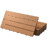ECD Germany – WPC Terrassenfliesen – 60x30 cm 6 Stk.=1m2 Hellbraun | geriffelt, Holzoptik, Klicksystem mit Drainage