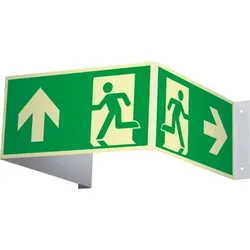 Schild | PERMALIGHT power langnachleuchtend Notausgang geradeaus in 3D-Optik, ISO, Kunststoff, 972x150mm