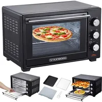 Steinborg Minibackofen 25 Liter | Pizzaofen | 3 in 1 Backofen | Backofen mit Umluft Schwarz