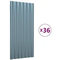 vidaXL Dachpaneele 36 Stk. Pulverbeschichteter Stahl Grau 80x36 cm
