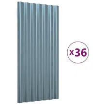 vidaXL Dachpaneele 36 Stk. Pulverbeschichteter Stahl Grau 80x36 cm