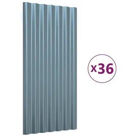 vidaXL Dachpaneele 36 Stk. Pulverbeschichteter Stahl Grau 80x36 cm