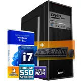 Ultra Max Intel i7 PC - Computer für Büro & Home Office Komplett mit Tastatur und Maus | 32GB RAM/Arbeitsspeicher - 1000GB SSD - DVD+RW - USB3.0 - WiFi 600 und Bluetooth 5 - Win 11 Pro