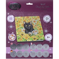 Craft Buddy Crystal Art Card Kit, Cat Among the Flowers, Katze, 18x18cm, Kristall-Kunstkarte, Diamond Painting