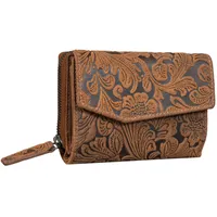 STILORD 'Lark' Damen Geldbörse Leder RFID Groß Geldbeutel Vintage Portemonnaie für Frauen NFC Schutz Ledergeldbörse Damen Echt Leder, Farbe:Bergamo - braun floral