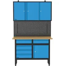 Güde Werkbank GW 5/1, 40494, 3-teiliges Set, 120 x 200 x 60cm, mit Hängeschränken und Lochwand