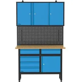 Güde Werkbank GW 5/1, 40494, 3-teiliges Set, 120 x 200 x 60cm, mit Hängeschränken und Lochwand
