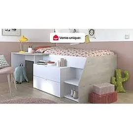 Parisot Hochbett Milky 90 x 200 cm Holz weiß-grau