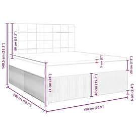 vidaXL Boxspringbett mit Matratze Schwarz 180x200 cm Stoff