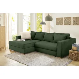 luma-home schönes für dein zuhause Ecksofa-Dauerschläfer Federkern Schlafcouch seitenverkehrt Bettkasten Cord Grün / 15156 - Grün