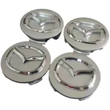 DFVBNH Auto Nabendeckel für Mazda MX-5 2015-2023, Nabenkappen Radnabenabdeckung Felgenkappen Radnabenkappen Felgendeckel Radnabendeckel ABS Logo Ersetzen Zubehör 4 PCS,Silver-52mm-A