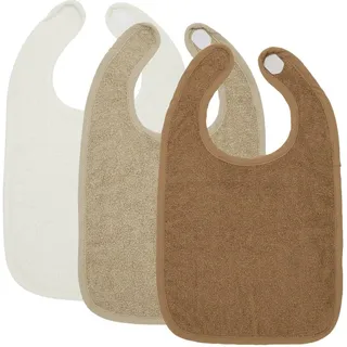 Meyco Baby Offwhite/Sand/Toffee Lätzchen mit Klettverschluss 26x31cm - 3-Pack / 26x31cm / 3-Pack