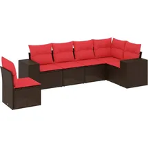 vidaXL Gartensofa-Set mit Kissen, braun, Polyrattan