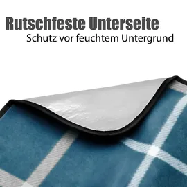 BigDean Picknickdecke Karo Design Hell 200 x 200 cm blau