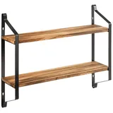 Costway Wandregal Lagerregal, 2 Ebenen für Küche, Holz+Metall, 60x15x51cm braun