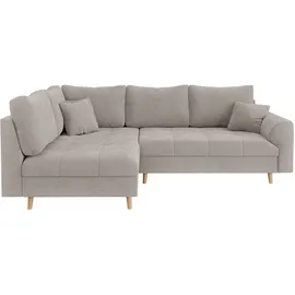 Home Affaire Ecksofa HOME AFFAIRE "CHARRE L-Form mit Ottomane, Maße B/T/H: 231/161/81 cm", beige (creme), B:231cm H:81cm T:161cm, 100% Polyester, Sofas, Ecksofa, feine Steppung, lose Rücken- und Zierkissen, auch in Cord und Bouclé