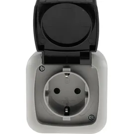 ChiliTec Feuchtraum Steckdose IP44 250V ac 16A, Aufputz Rahmen, grau