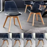 4er Set Design-Klassiker Stuhl NORWAY transparent Kunststoff schwarz Buchenholz