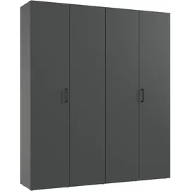 WIMEX Kleiderschrank WIMEX "Mugano,in 3 Breiten, 2 Tiefen, viele Farben, Made in Germany", schwarz (grafit, griffe schwarz), Schränke, Grafit, B/H/T: 160cm x 185cm x 40cm, Ohne Spiegel, Basic, Holzwerkstoff, Kleiderschrank, mit kurzen Griffen aus Metall,