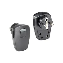 Bachmann Schutzkontaktstecker, schwarz flach Wippschalter 2-p