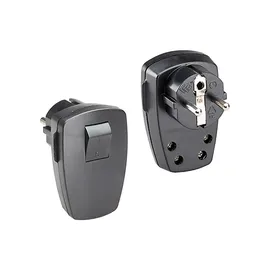 Bachmann Schutzkontaktstecker, schwarz flach Wippschalter 2-p