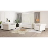 s-style möbel SITZGARNITUR 3+2+1 Chesterfield Morin Weiß Vegan Leder