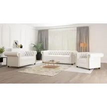 s-style möbel SITZGARNITUR 3+2+1 Chesterfield Morin Weiß Vegan Leder