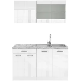 Vicco Küchenzeile R-Line 140 cm Weiß Hochglanz