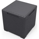 Keter Vigo Storage Box Beistelltisch Gartentisch Tisch mit zusätzlicher Aufbewahrungsfunktion 37x37x37cm Auflagenbox, Graphit