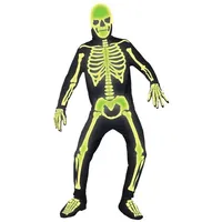 Metamorph Kostüm Glow in the Dark Skelett Ganzkörperkostüm, Verkehrssicheres Gespensterkostüm grün M