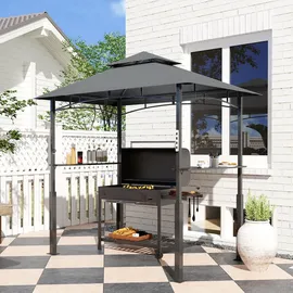 Outsunny Grillpavillon 2,43 x 1,48 m Dunkelgrau