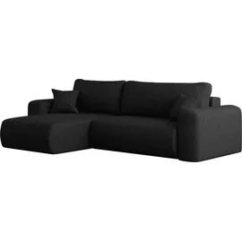 kaiser möbel Ecksofa mit Schlaffunktion und Stauraum für Bettzeug, L-förmiges Sofa,Capri Stoff Neve Links Schwarz