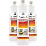 Höfer Chemie 3x 1 L FLAMBIOL® Bioethanol 96,6% Premium für Ethanol-Tischkamin in Flaschen