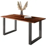 Baumkantentisch Akazie mit schwarzen Resin-Adern nussbaumfarben 120 x 80 cm U-Ge