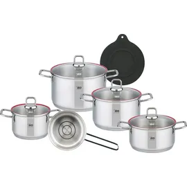 ELO Excellent Topf-Set 5-tlg. 3 x Fleischtopf + Bratentopf + Stielkasserolle + Silikon Topfuntersetzer