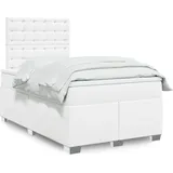 vidaXL Boxspringbett mit Matratze Weiß 120x200 cm Kunstleder