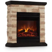 Klarstein Kaprun Elektrokamin - Kamin elektrisch mit 1800 W Leistung und Flammeneffekt, Elektro Kamin Steindekor, Polystone, inkl. Fernbedienung, schwarz-braun