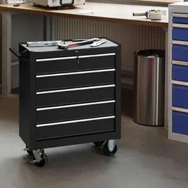 Tectake tectake® Werkzeugwagen Rollen Ø 100 mm - Schwarz Metall, 33x79x69 cm, Freizeit, Heimwerken, Werkzeugaufbewahrung